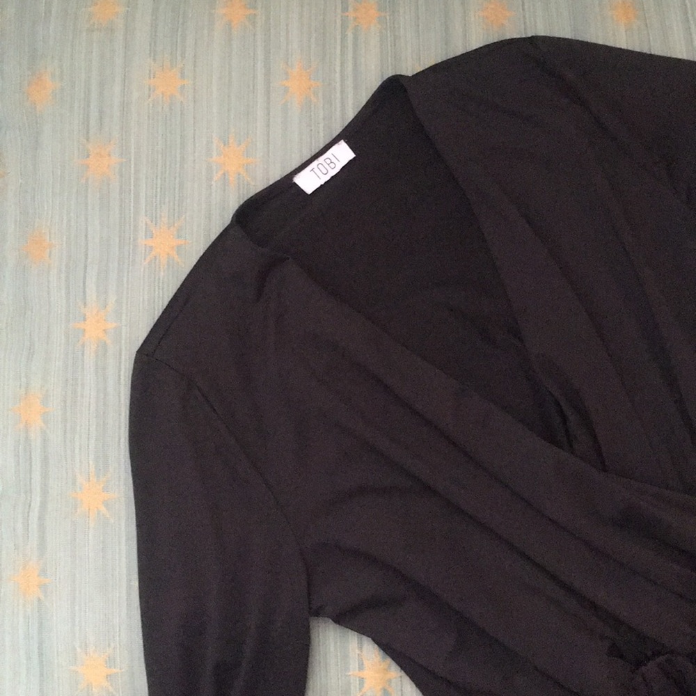 Tobi Long Sleeve Faux Wrap Dress
